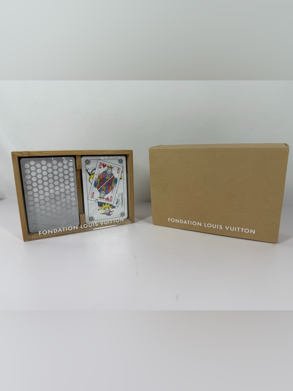 NWOT: Fondation Louis Vuitton Playing Card Set Bamboo Case with Box